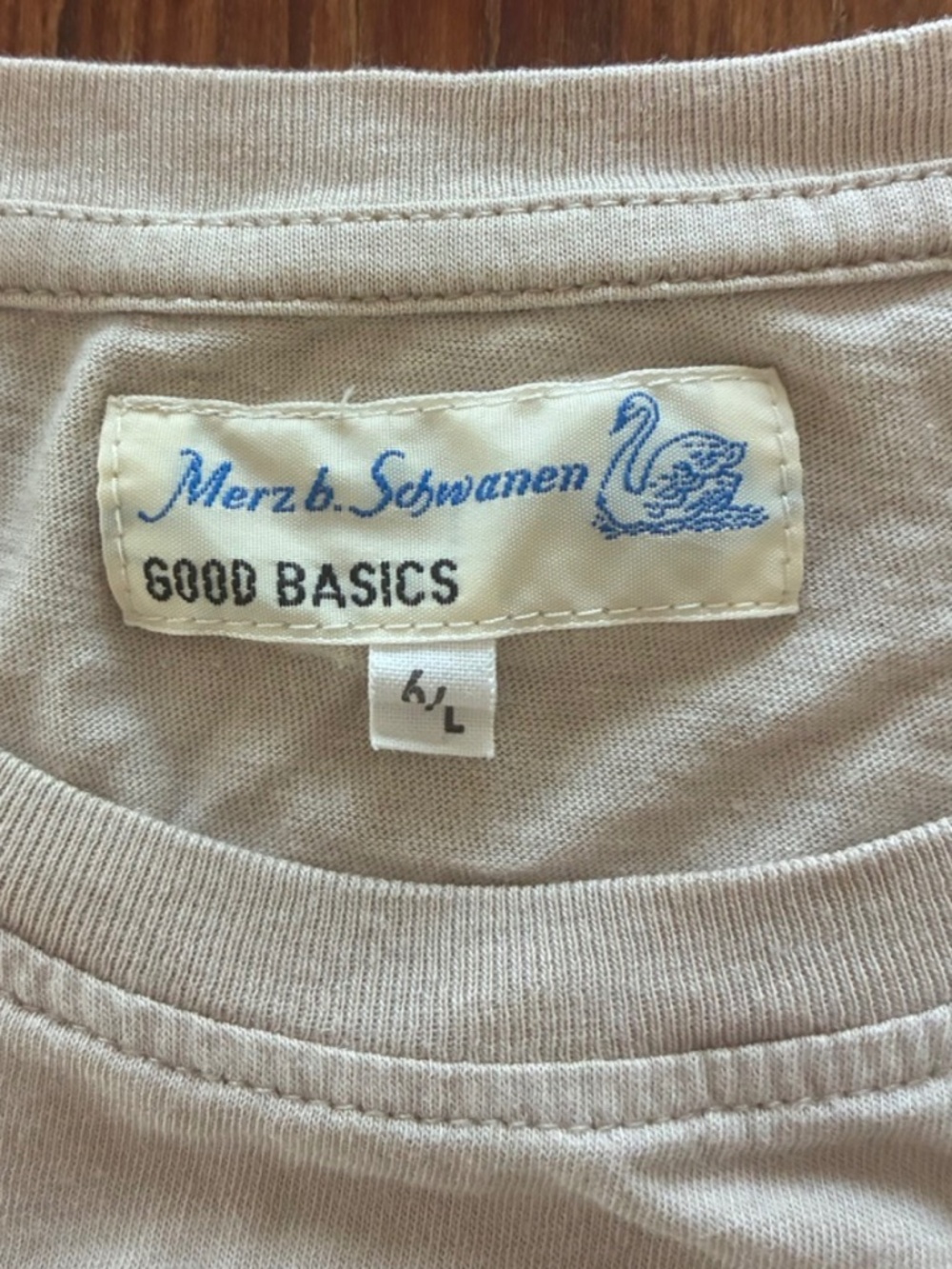 Merz b. Schwanen Good Basics Crew Neck Tee — Beige/Natural | Size 6/L (fits M)
